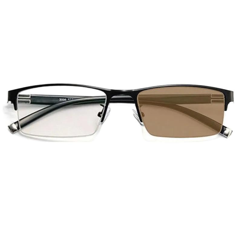 Multifunctional Color-changing Myopia Glasses for Women, Half-frame Business Style Glasses, Retro Color-changing Glasses