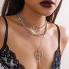 Niche Sword-Shaped Exaggerated Fringed Necklace Female, Personalized Hip-Hop Trendy Suit, Ring Chain Necklace
