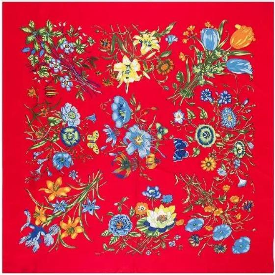 130cm*130cm  New Luxury Brand Women Winter Silk Scarf Twill Floral Print Turban Headband Large Hijab Square Scarf Shawl