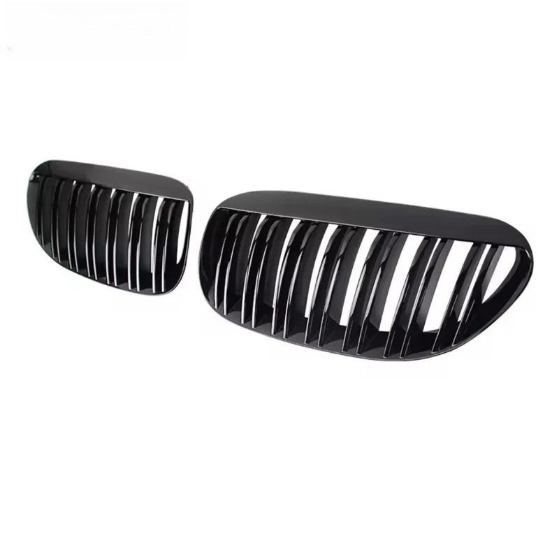 For BMW 6-Series E63 E64 2004-2010 Glossy Black Single Line Style Car Front Bumper Grilles Matte Racing Grill Accessories