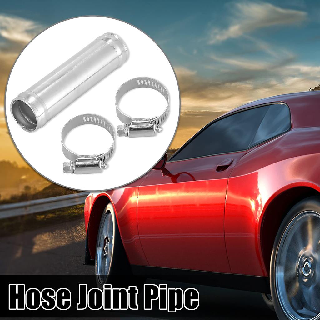 X AUTOHAUX Hose Joint Pipe Set with 2 Clamps Aluminum Alloy Outer Diameter 19mm Length 76mm