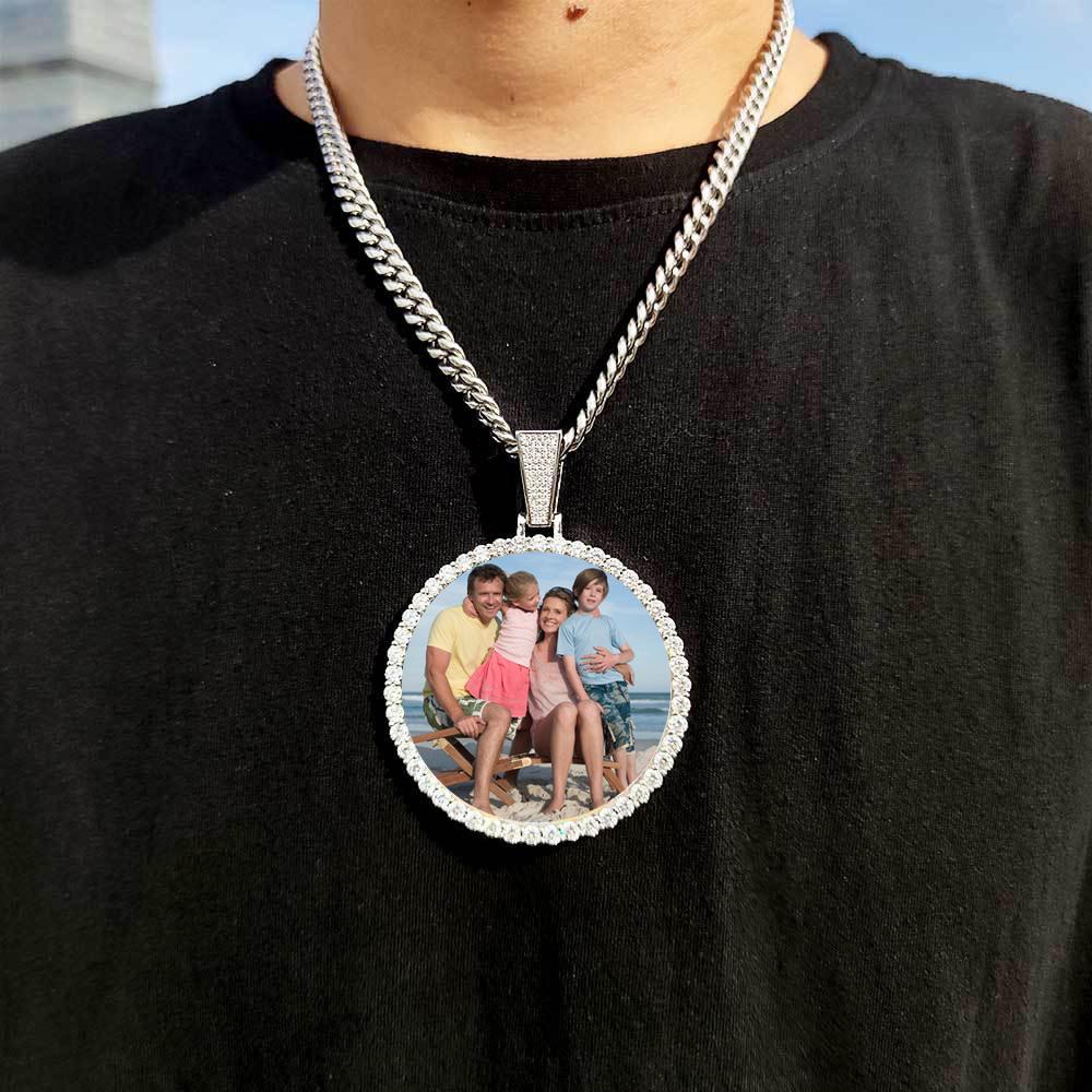 Custom Made Big Photo Medallions Gold Necklace Pendant Iced Out Cuban Men Hip Hop Picture Jewelry Gift Can Free Custom