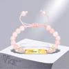 Vnox Kostenlose Personalisierbare Mädchen Namensarmbänder, Individuelles Hypoallergenes Edelstahl Armband mit Rosa Perlen für Jungen Mädchen Geburtstagsgeschenke