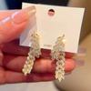 S911 Silver Needle Zircon Leaf Stud Earrings Women's Full Diamond Wheat Ears Earrings Fashion Temperament Versatile High-end Earrings Fringe