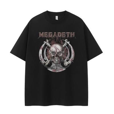 Megadeth Megadeth Band Vintage Amerikanischer Street Herren und Damen Locker Baumwolle Rock Kurzarm T-Shirt