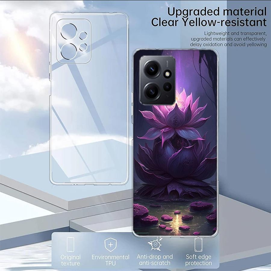 Buddhist Fire Lotus Phone Case For Redmi Note 14 15 Pro 5G 13 12 Pro Plus 11 11T 11E 11S 10 Pro 10S 9 9S Cover Cell Clear TPU Ca