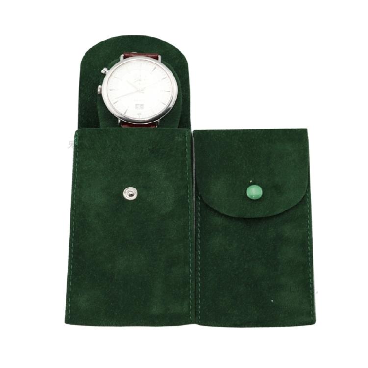 Velvets Watch Travel Bag with Button Closure Secure Storage Pocket for Watches Jewelry Container for Men and Women
