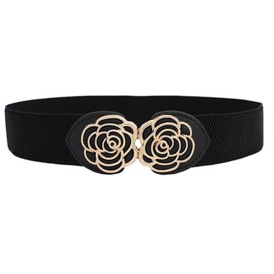 Retro Blumenschnalle Breiter Elastischer Taillengürtel Für Damenkleider Taillengürtel Bekleidungszubehör Partydekoration