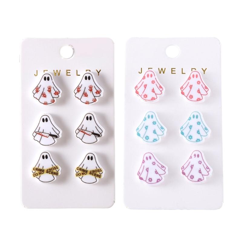 6 Pairs Unique Specter Flower Earrings Gothic Blood Handprint Acrylic Earrings Suitable for Stylish Halloween Accessory 1