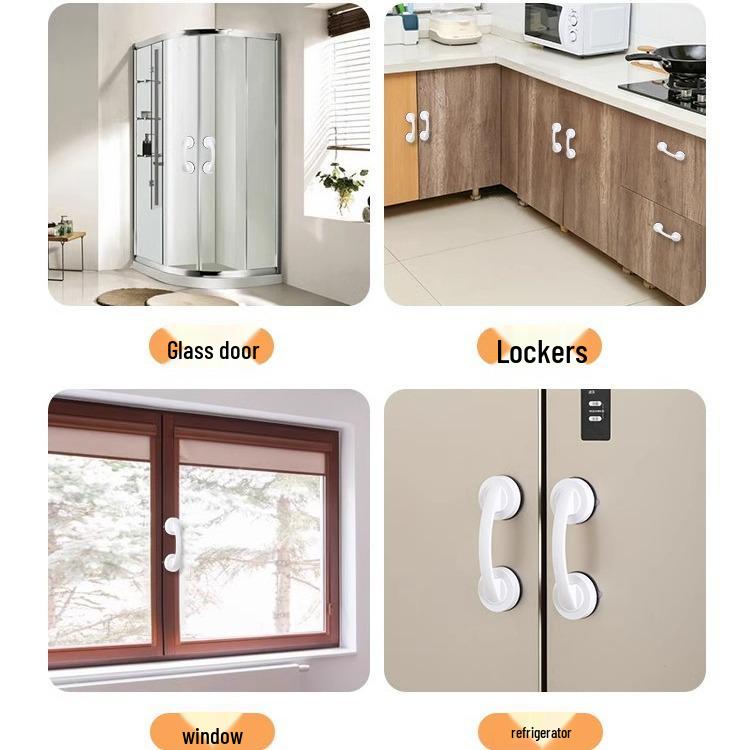 Self-Adhesive Suction Cup Glass Door Handle for Sliding Doors, Cabinets, Drawers, Wardrobes, and Refrigerators
