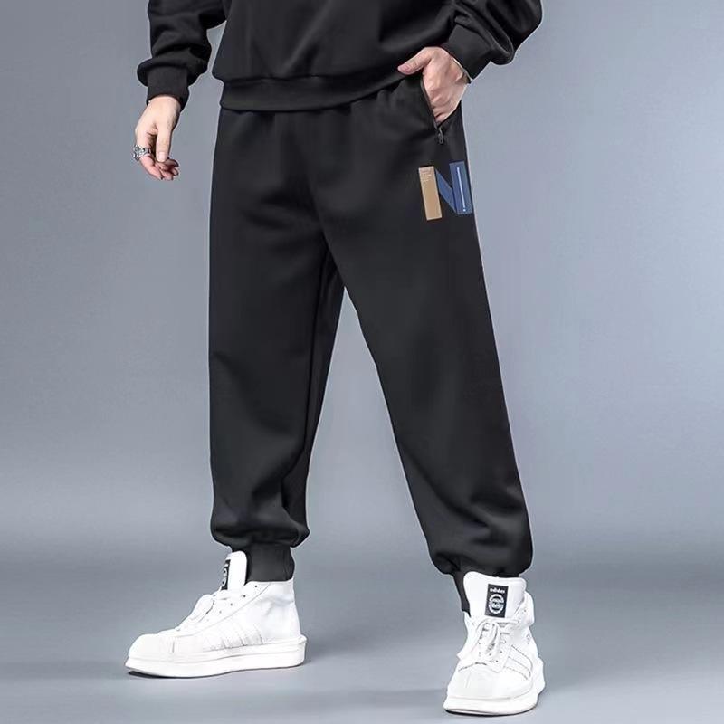 Pantaloni casual da uomo taglie forti: Pantaloni sportivi alla moda con risvolto, vestibilità ampia, lusinghieri