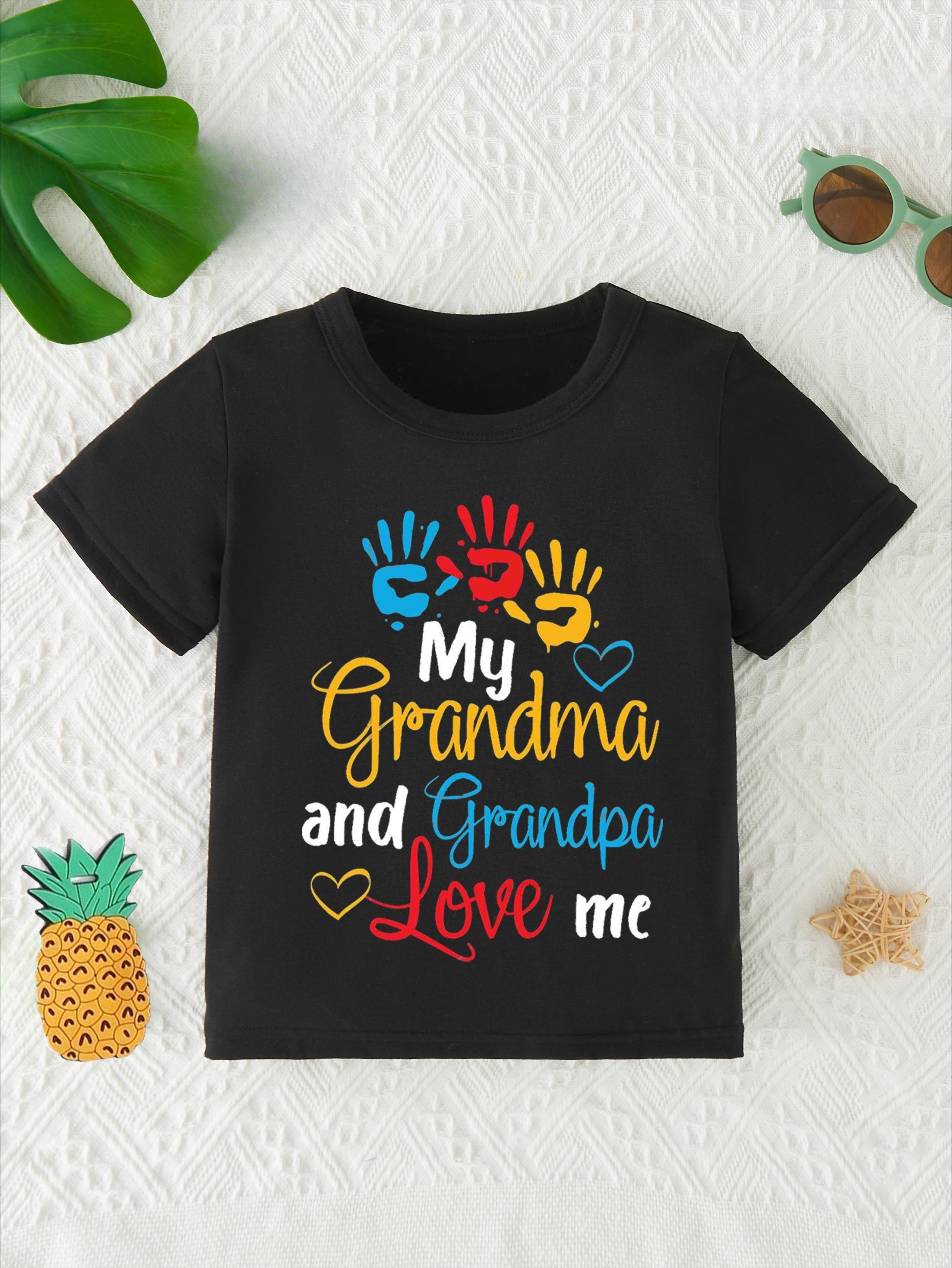 

European sizes My Grandparents Care for Me. New Style Letter Print Round Neck Short Sleeve T-Shirt, Casual And Cute for Boys And Girls 98cm чёрный