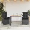 VidaXL Garden Dining Set with Cushions 3 Pcs Black 3213094