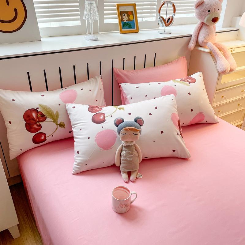 Four-piece Set of Floral Bed, Washed Quilt Set, Single Dormitory Three-piece Set