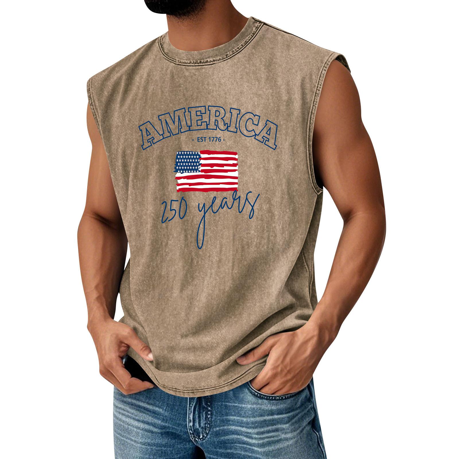 Мужской топ с принтом, круглым вырезом, потертый, повседневный, комфортный, жилет S