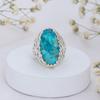 Türkisfarbener Statement-Ring – Florales Filigran 925 Sterlingsilber Handgefertigt Vintage-Ring – Natürlicher Edelsteinschmuck für Frauen