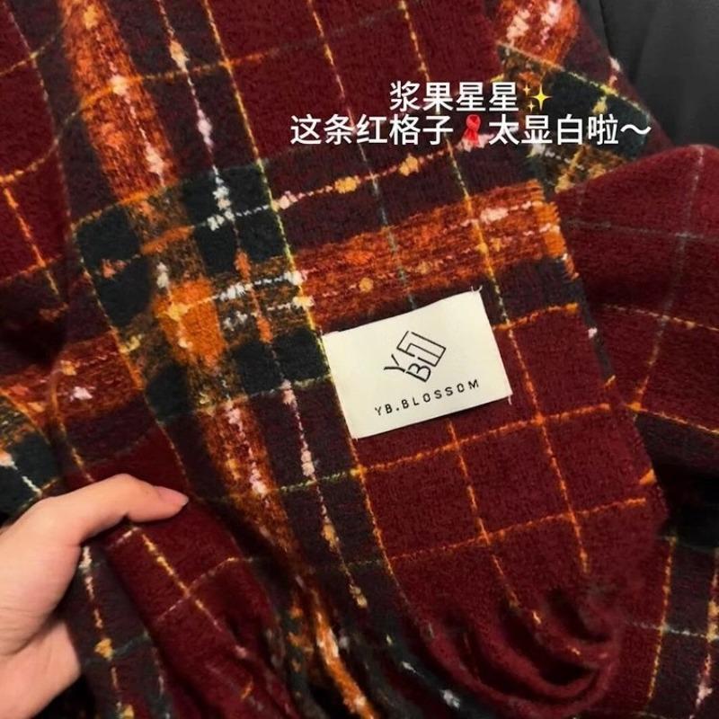 Angela red berry star christmas plaid scarf women autumn and winter christmas thickening atmosphere scarf gift