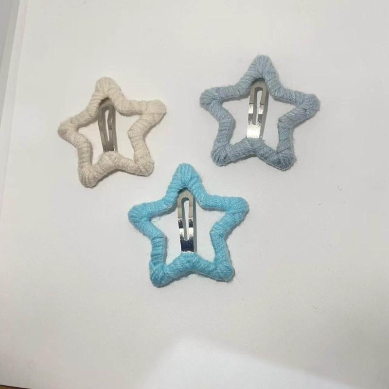 Hollow Star Hairpins Hair Clip Star Hairpins Hair Clips Hairpin Hair Barrette Headwear Hair Pin Wool Material for Girls