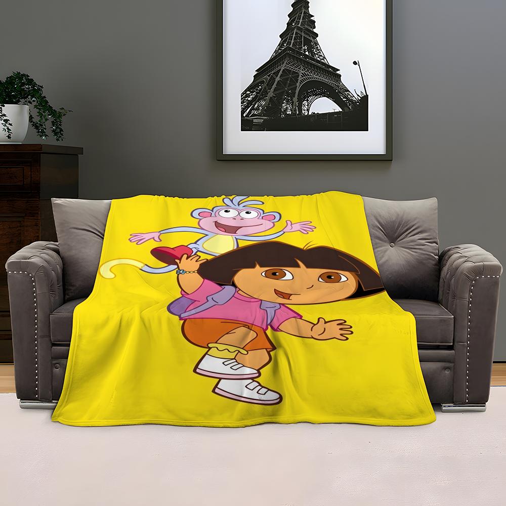 CARTOON D-Dora the ExplorerS Throw Soft Coral Fleece Blanket 310gsm Fluffy Warm Throw for Sofa Bed Couch Bedroom Decor