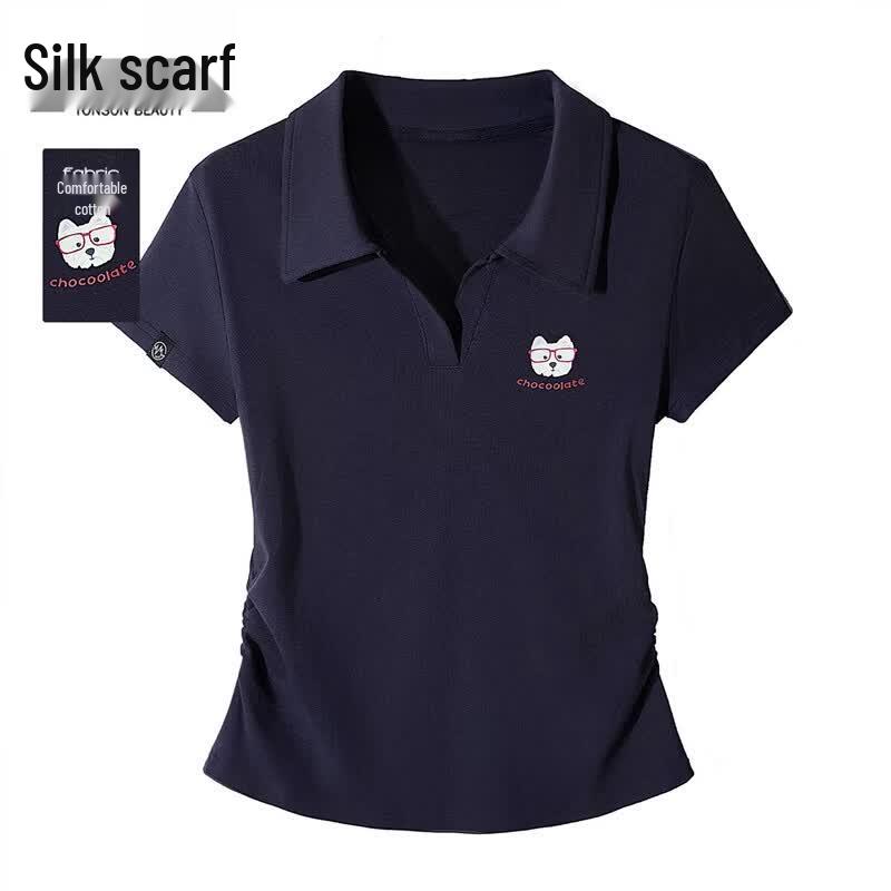Women s Slim Fit Lapel Short Sleeve T-Shirt S