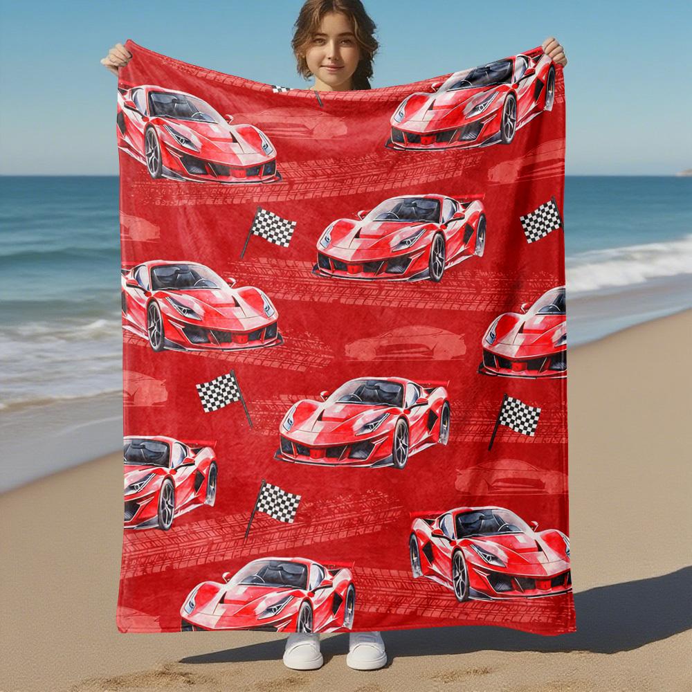 Racing Cars Checkered Flags Outdoor Flannel Blankets,Home Blankets,Fan Gifts,Suitable for All Seasons,Christmas Gifts.