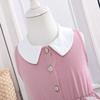 Girls Sleeveless Peter Pan Collar Dress with Ruffle Trim, Button Detail Casual Outfit
