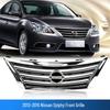 Front Mesh Grille for Nissan Sylphy 2013-2015: Electroplated, Ventilated Design
