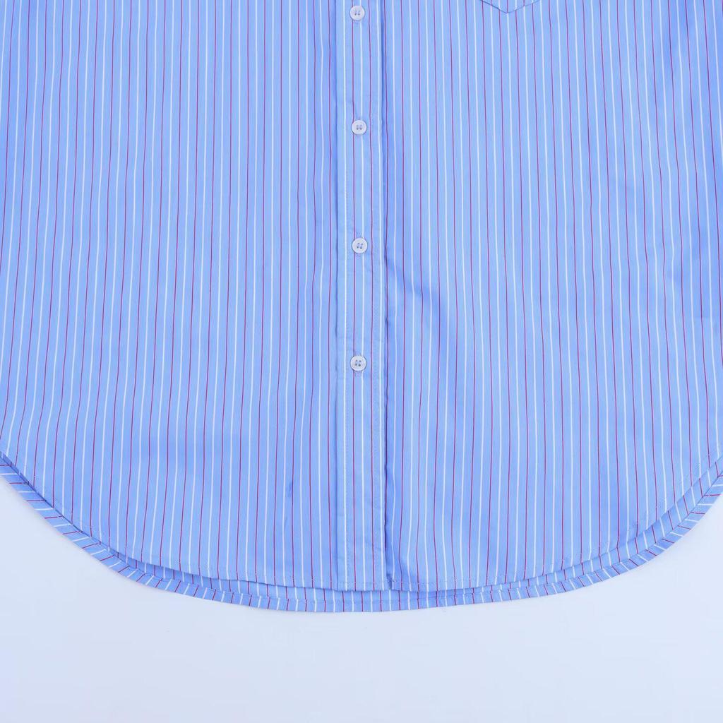 2025 Spring European & American Women's Striped Loose Shirt & Pants Set