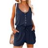 Damen-Overalls mit elegantem Frühlings- und Sommertemperament, einfarbiger ärmelloser Camisole-Weste, kurzer Jumpsuit-Hose