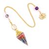 1pc 7color Hexagon Point Pendant Pendulum for Dowsing Balancing Resin Crystal Stone Pendulums Necklace Jewelry Gifts