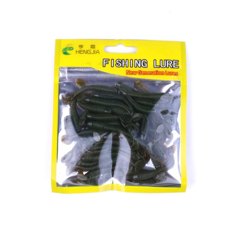 50Pcs/Bag T Tail Silicone Soft Bait Fishing Artificial Worms Soft Lures Carp Fishing Accessories