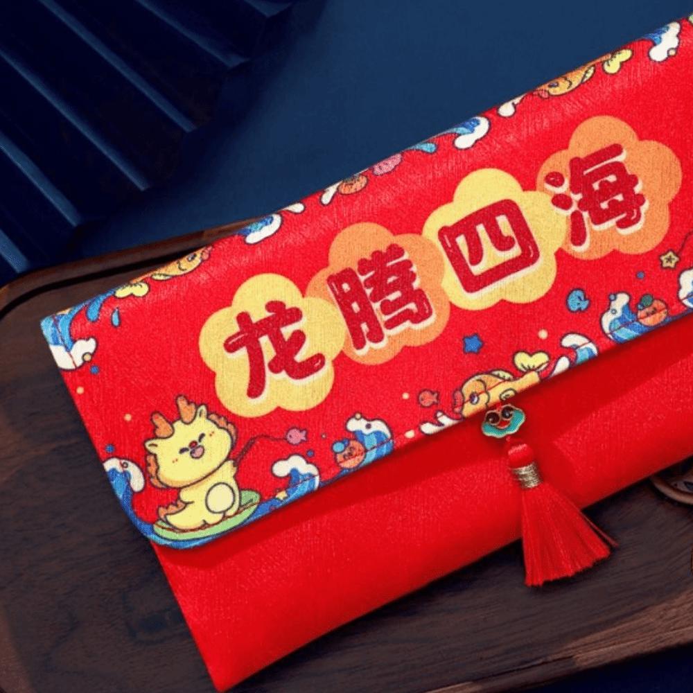 Beste Wünsche Rote Geldtasche Quastendesign Geldbeutel Neu Trendig HongBao Frühlingsfest
