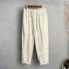 Pure Linen Mens Casual Pants With Water Wash For Summer Comfort