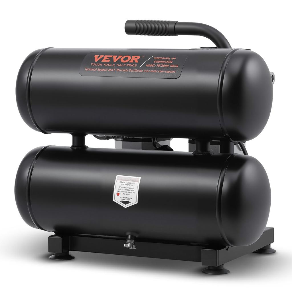 VEVOR Air Compressor, 4.6 Gallon Steel Tank, 1HP 2.0 CFM@90 PSI Oil Free Air Compressor & Max. 120PSI Pressure