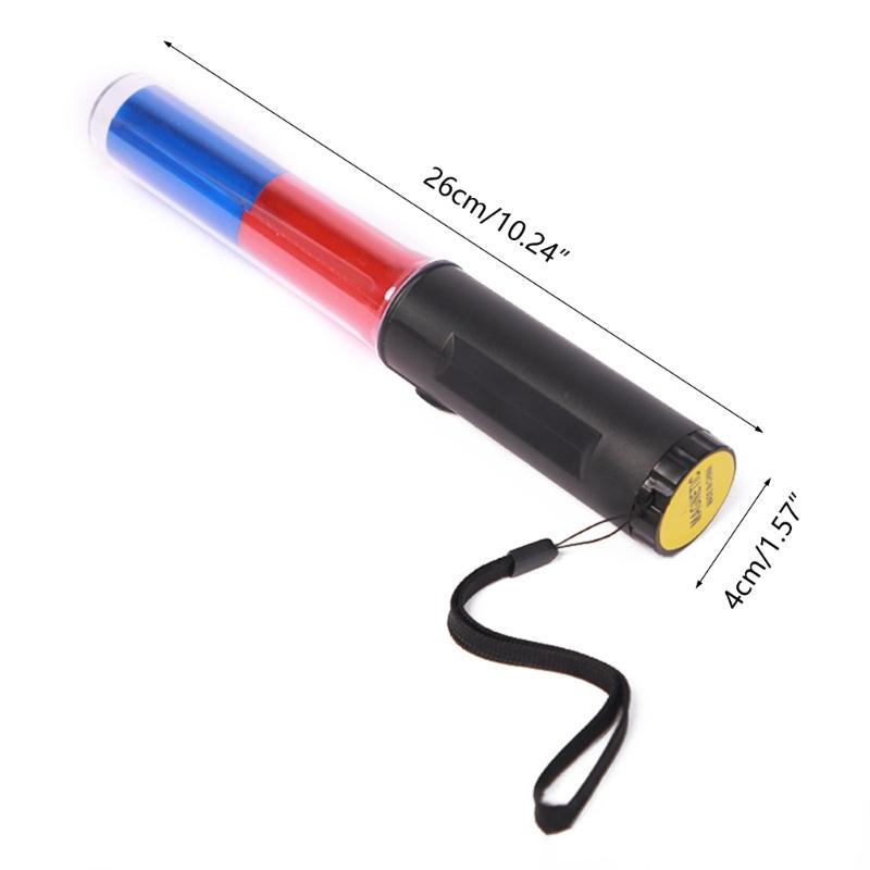 Re Blue Safety Traffic Batons Flashing Warning Light LED Traffic Wand Multifunctional for Airport Parking Directing