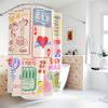 Hand Drawn Doodle Brunch Shower Curtain With Coffee Pastry Lobster Pattern, Unique Bathroom Decor For Housewarming Gift