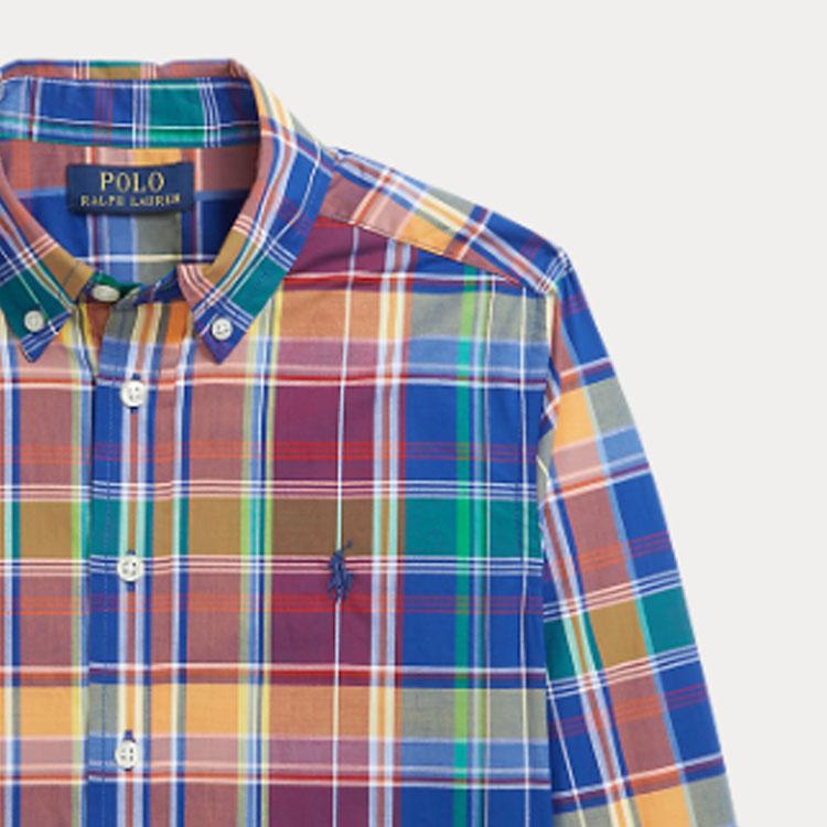 Polo Ralph Lauren SS24 Plaid Pony Print Pointed Collar Casual Long Sleeve Shirt Kids Shirts Multicolor CWPOWOVY6820458-999