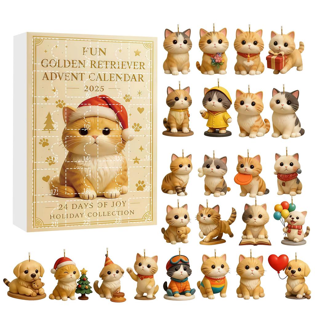 Weihnachts-Ankunftskalender Überraschungsbox, Niedliche Haustier-Serie Überraschungsbox, Weihnachtsbaum Festival Dekorationsanhänger