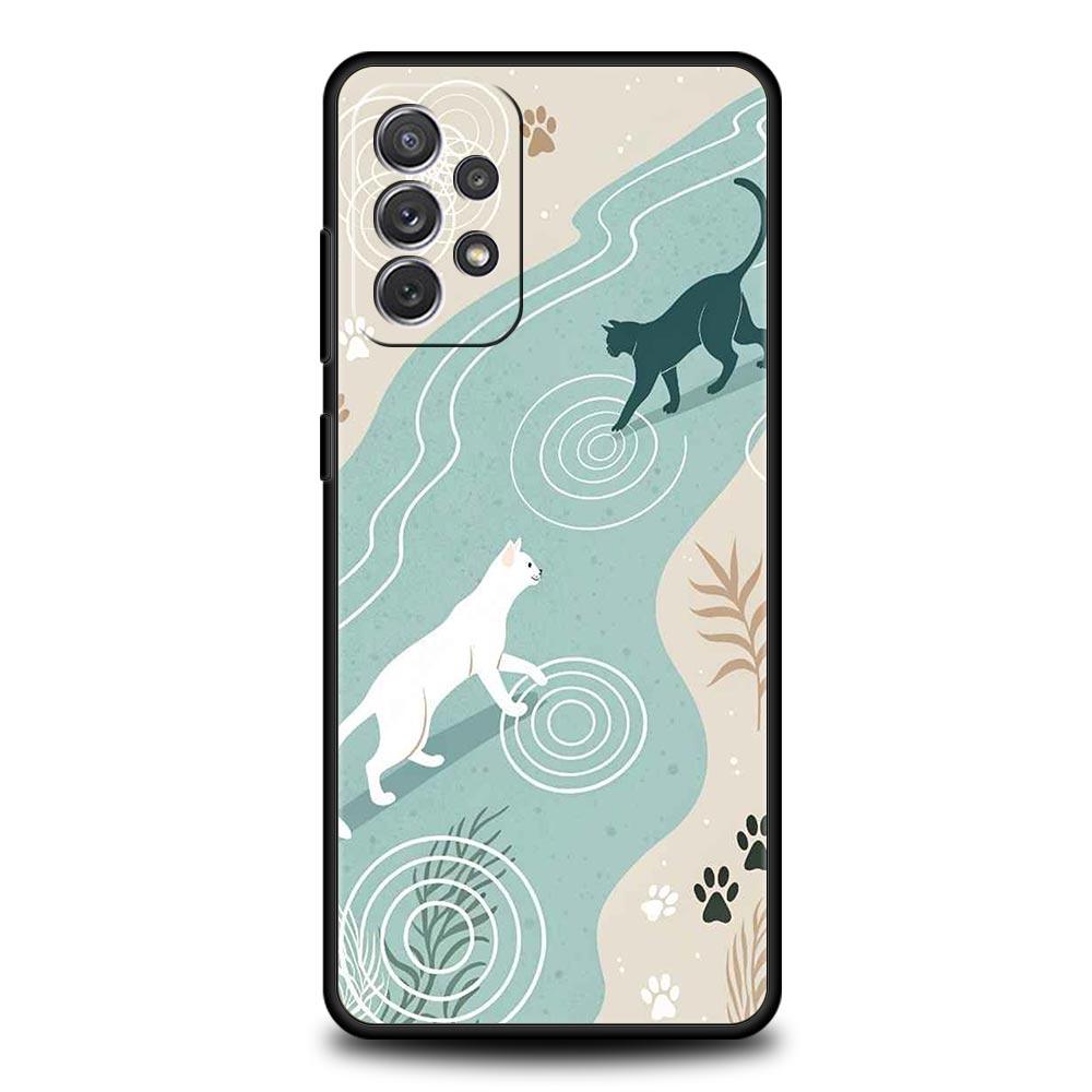 Abstract Creative Cat Line Phone Case for Samsung Galaxy A55 A35 A17 A07 A15 A13 A25 A51 A71 A72 A73 A32 A52 A52S A41 Soft TPU