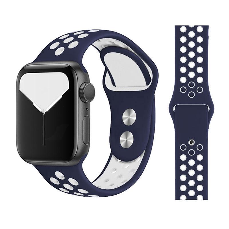 Neues atmungsaktives Silikon-Sportarmband für Apple Watch 5, 4, 3, 2, 1, 42 mm, 38 mm, Gummiarmband, Armbänder für Iwatch 5, 4, 3, 40 mm, 44 mm