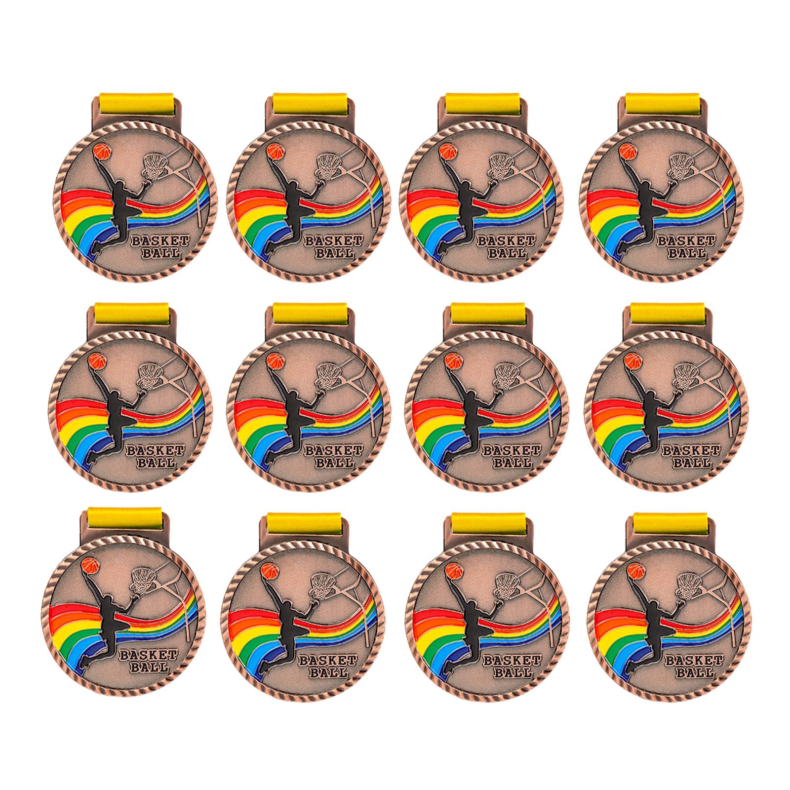 

12Pcs Basketball Medals for Awards Souvenir Medal Award Medals Metal Winner Medals for Sports Day Basketball Games Competitions бронзовый