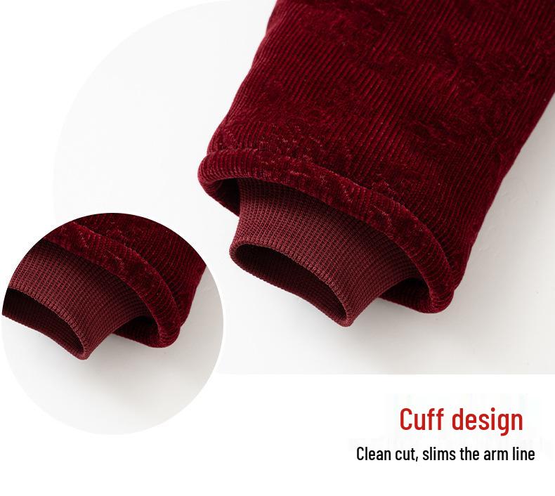 Winter Velvet-Lined Cotton Jacket with Fur Collar for Middle-Aged and Elderly Women – Embroidered Pockets