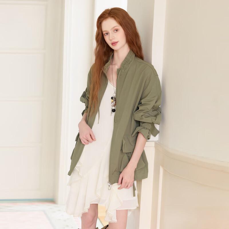 SANCITY 2026 Autumn Loose Stand Collar Workwear Jacket
