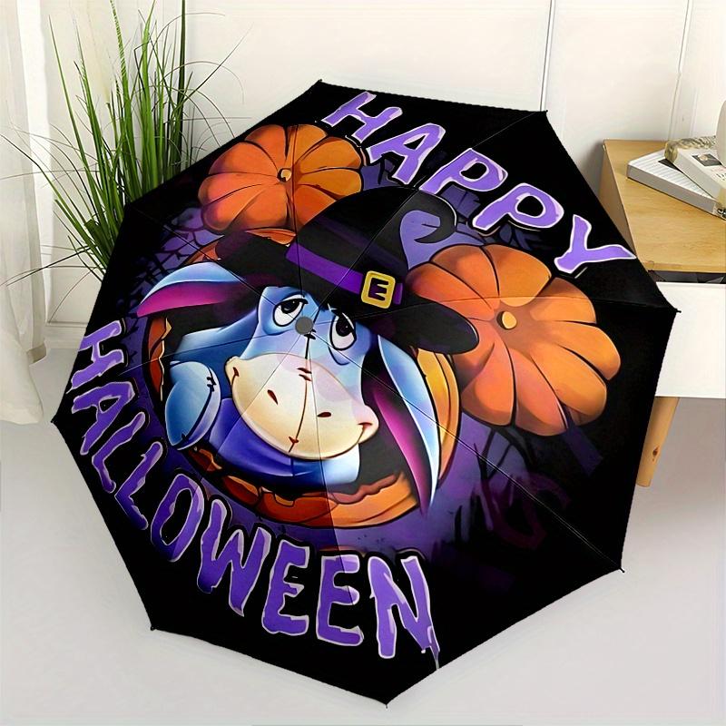 

Halloween, Eeyore Automatic Opening and Closing Umbrella, Compact Travel Umbrella, Lightweight and Portable, Suitable for Beach Commuting Bu