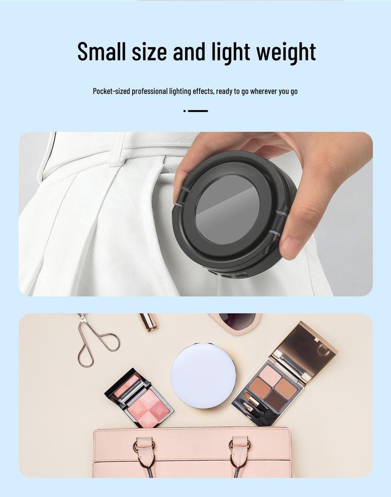Portable Magnetic Fill Light & Makeup Mirror for Live Streaming and Travel