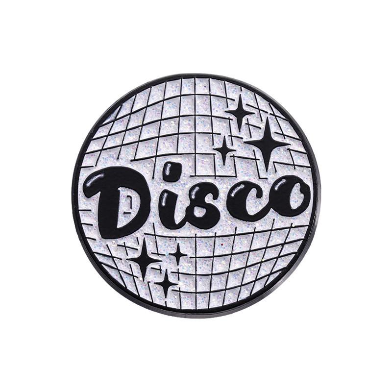Contemporary Geometric Round Planet Badge Striking Alphabet Disco Light Metal Brooch For All Occasions