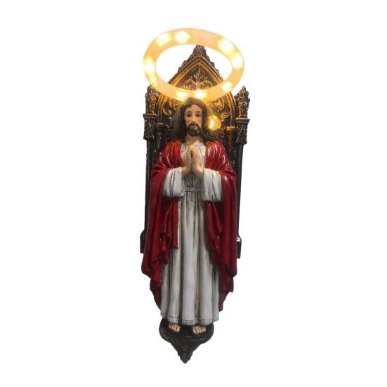 Resin Vintage Vegglampe Liten Vinget Engel/Jesus/Jomfru Maria Veggapplikasjon Middelaldersk Gotisk LED Veggdekor for Soverom Stue Gang