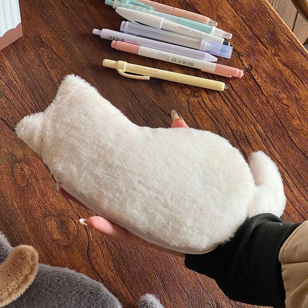 Cute Plush Cat Shaped Pencil Case, Large Capacity Stationery Storage Bag, New Year's and School Start Season Gift Cute Bag