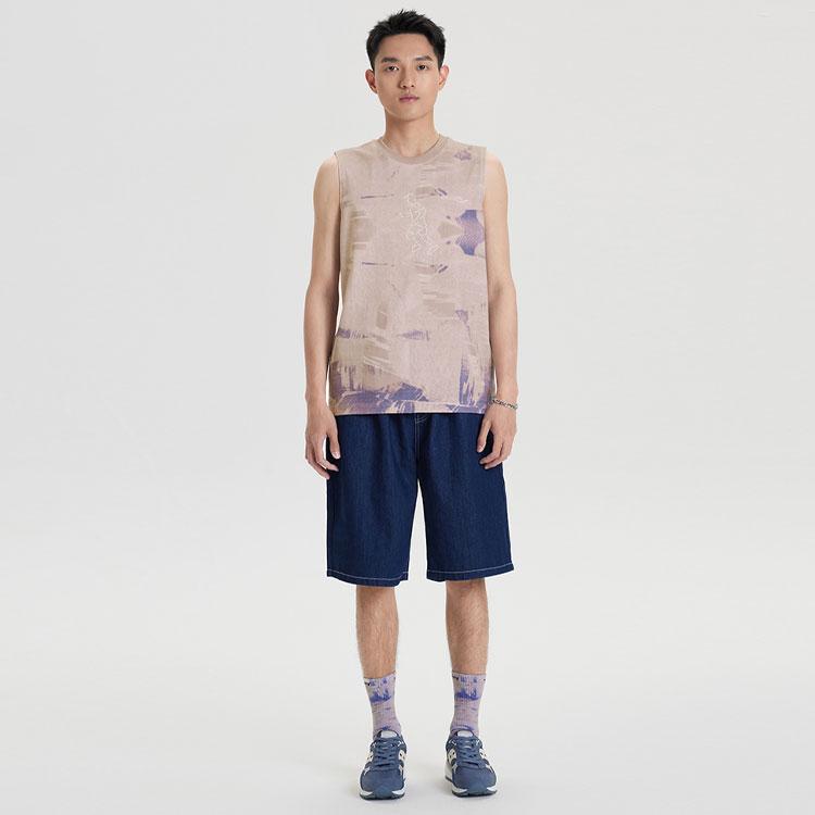 Saucony Tie-Dye Print Crew Neck Sleeveless T-Shirt Men tops Blue Brown SC2239073-2