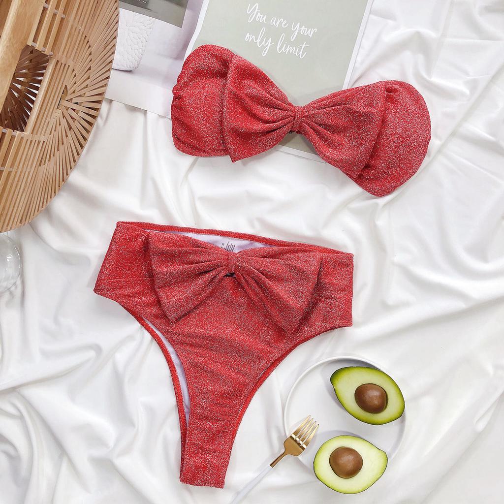 Dámské plavky jednobarevné flitrované sexy bikiny jednodílné plavky Plážové plavky